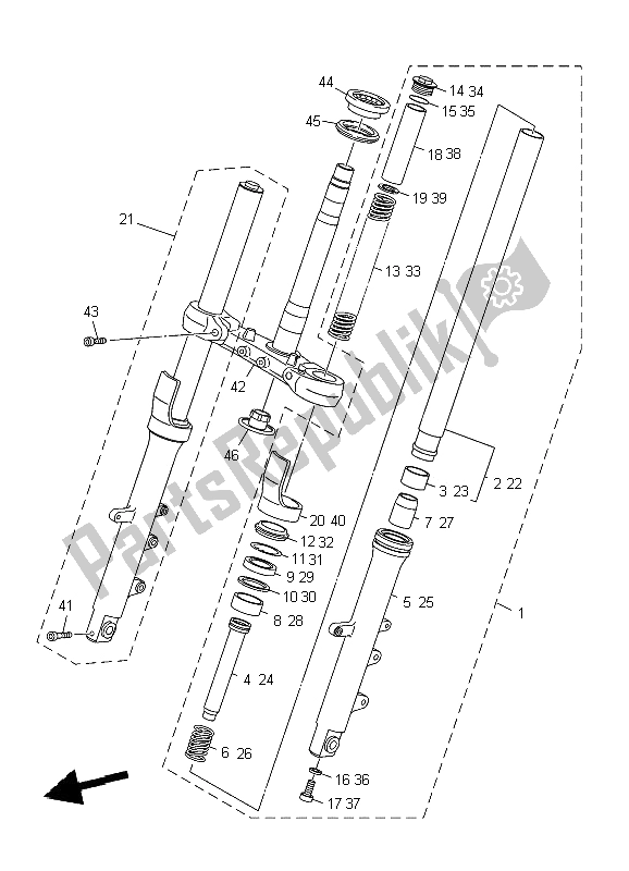 All parts for the Front Fork of the Yamaha XJ6 SY 600 2009