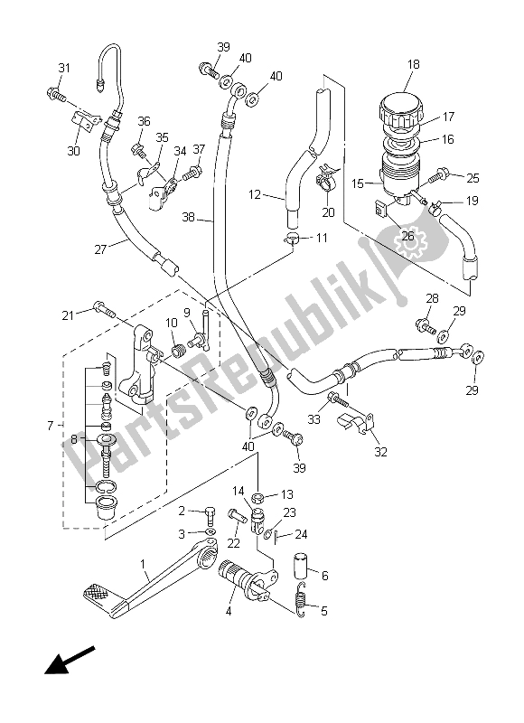Wszystkie części do Tylny Cylinder G?ówny Yamaha FJR 1300A 2015