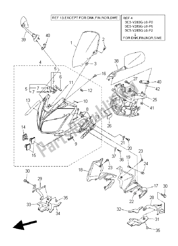 Todas las partes para Carenado 1 de Yamaha FZ1 SA Fazer 1000 2008