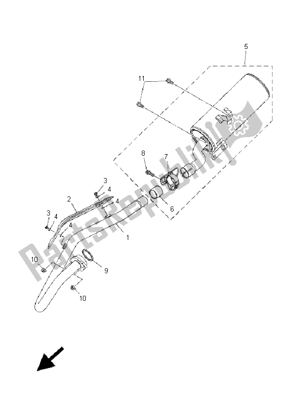 Tutte le parti per il Scarico del Yamaha YFM 250R 2009