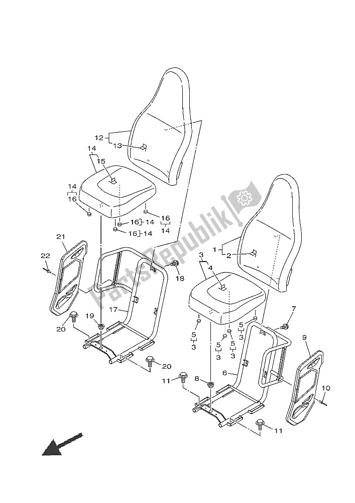 Todas las partes para Asiento de Yamaha YXE 700E 2016