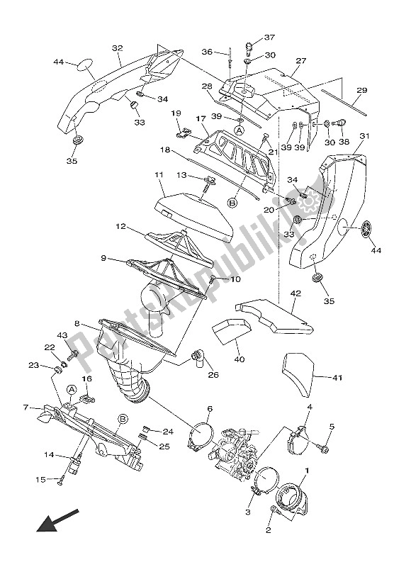 All parts for the Intake of the Yamaha WR 450F 2016