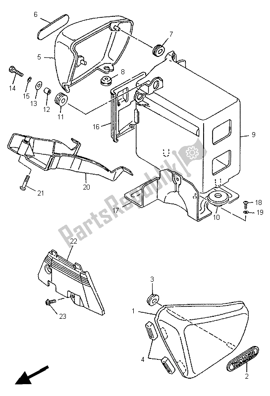 Toutes les pièces pour le Couvercle Latéral Et Réservoir D'huile du Yamaha XV 1100 Virago 1996