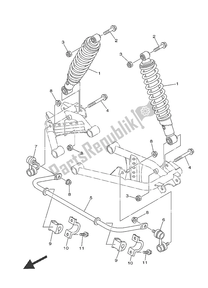 All parts for the Rear Suspension of the Yamaha YFM 450 Fwad IRS Grizzly 4X4 2016