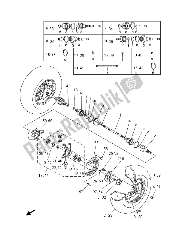 All parts for the Front Wheel of the Yamaha YFM 450 FGD IRS Grizzly 4X4 2013