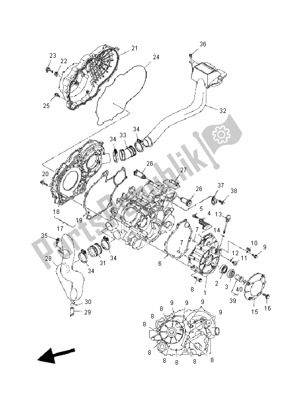 Toutes les pièces pour le Couvercle De Carter 1 du Yamaha YFM 350F Grizzly 4X4 2011