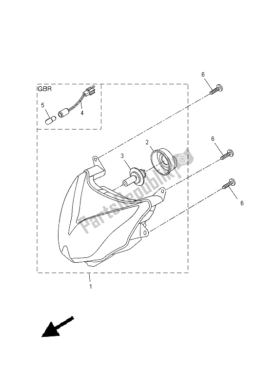 All parts for the Headlight of the Yamaha NS 50 2013