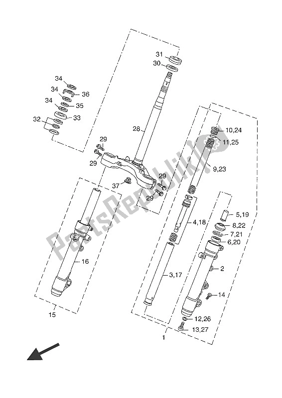 All parts for the Steering of the Yamaha YP 250 RA 2016