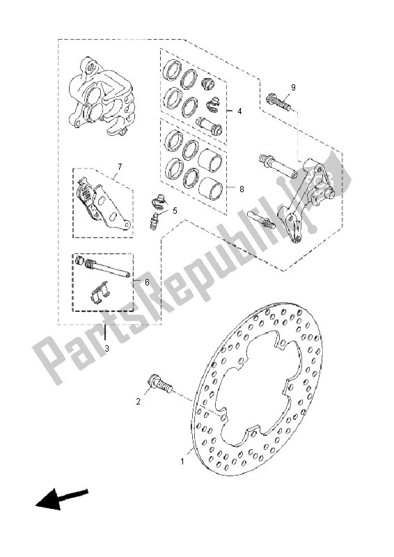 All parts for the Front Brake Caliper of the Yamaha YP 250 RA X MAX 2011