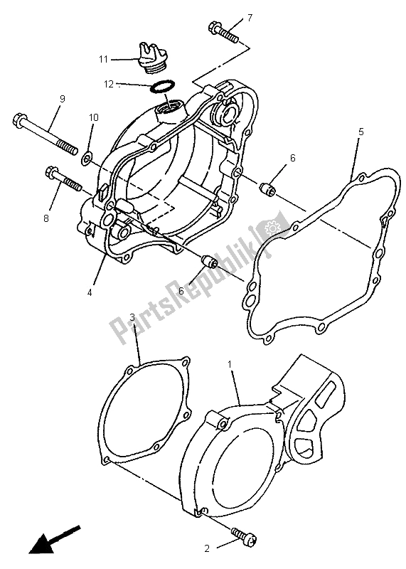 All parts for the Crankcase Cover 1 of the Yamaha YZ 80 LW 1995