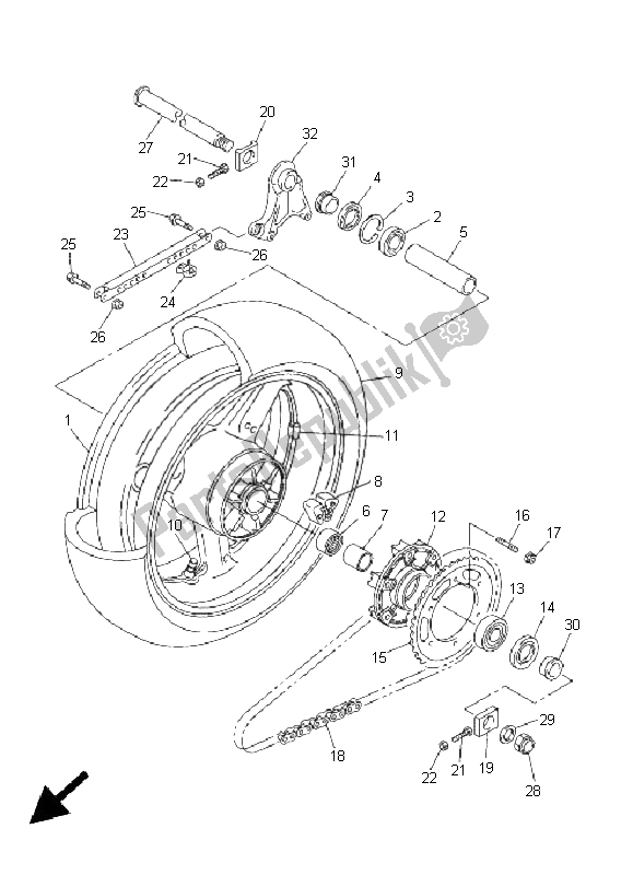 All parts for the Rear Wheel of the Yamaha FZS 1000 S Fazer 2005