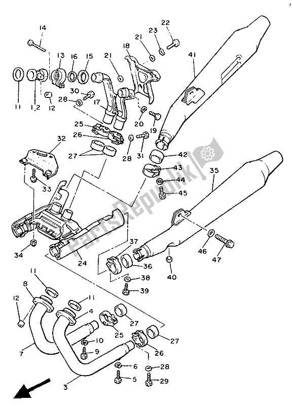 All parts for the Exhaust of the Yamaha XVZ 12 TD Venture Royal 1300 1988