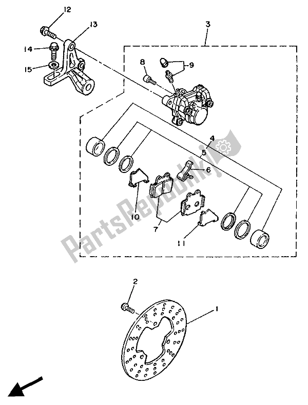 Wszystkie części do Zacisk Hamulca Tylnego Yamaha TZR 125 1990