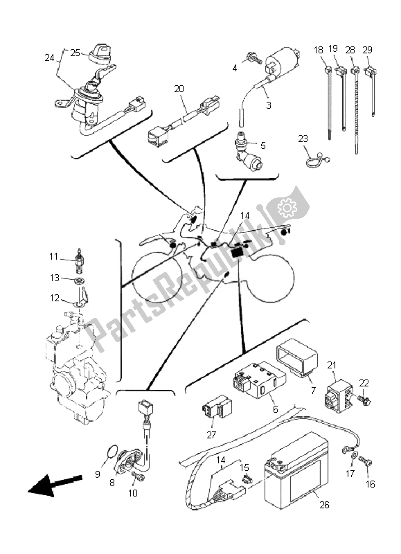 All parts for the Electrical 1 of the Yamaha TT R 110E 2010