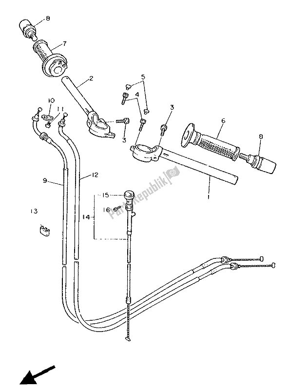 All parts for the Steering Handle & Cable of the Yamaha FZ 750 Genesis 1988