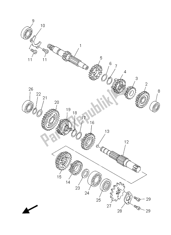 All parts for the Transmission of the Yamaha YBR 125 ED 2012