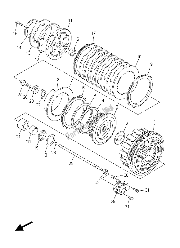 All parts for the Clutch of the Yamaha FJR 1300 AE 2015