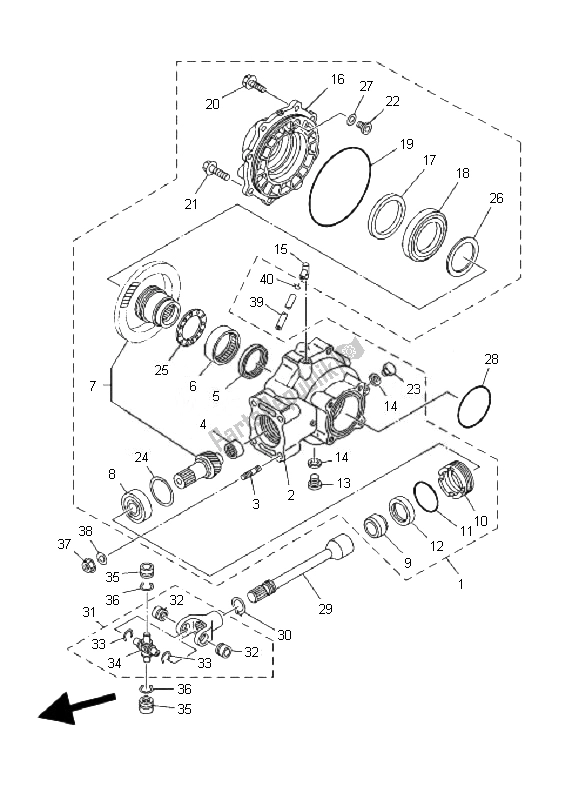 All parts for the Drive Shaft of the Yamaha YFM 350 Grizzly 2X4 2007