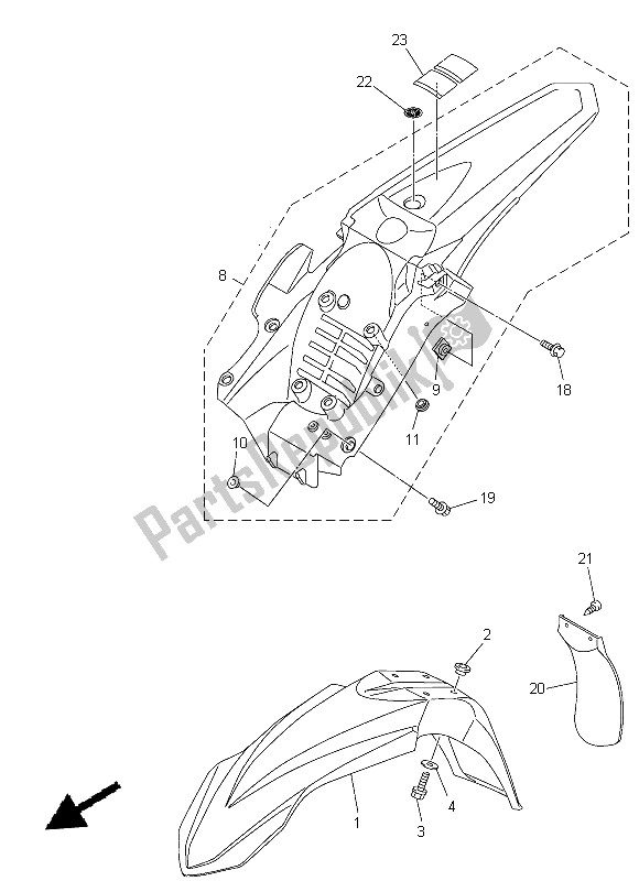 All parts for the Fender of the Yamaha WR 250F 2015