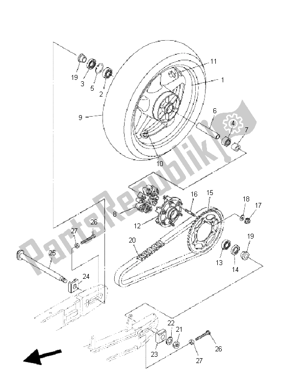 Tutte le parti per il Ruota Posteriore del Yamaha FZ6 NHG 600 2008