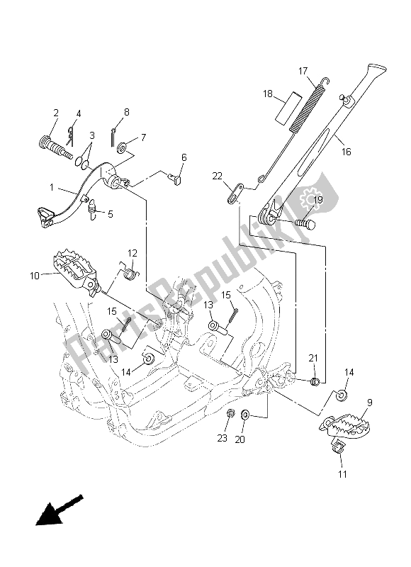 All parts for the Stand & Footrest of the Yamaha WR 250F 2015