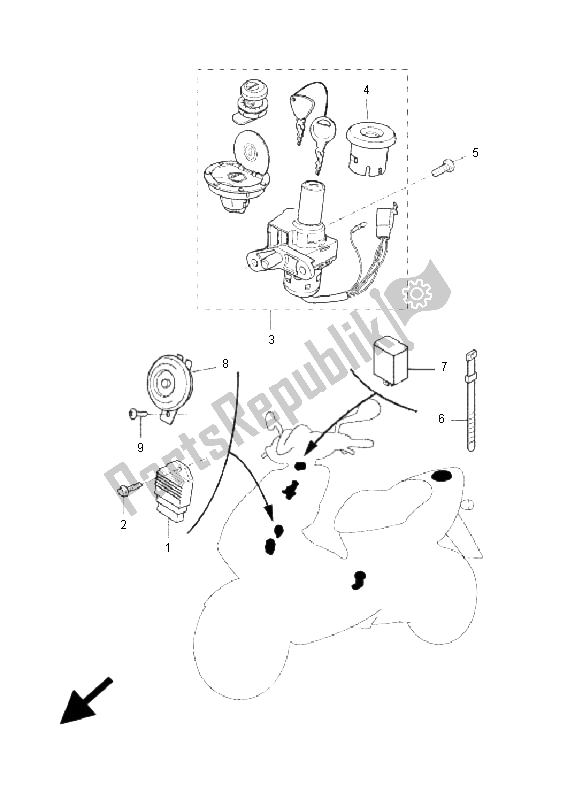 All parts for the Electrical 1 of the Yamaha YQ 50 Aerox 2009