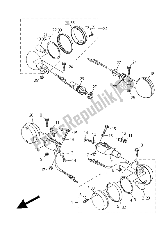 Todas las partes para Luz Intermitente de Yamaha XVS 1100 Dragstar 2000