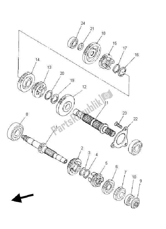 All parts for the Transmission of the Yamaha YFM 250 Bear Tracker 2X4 2004