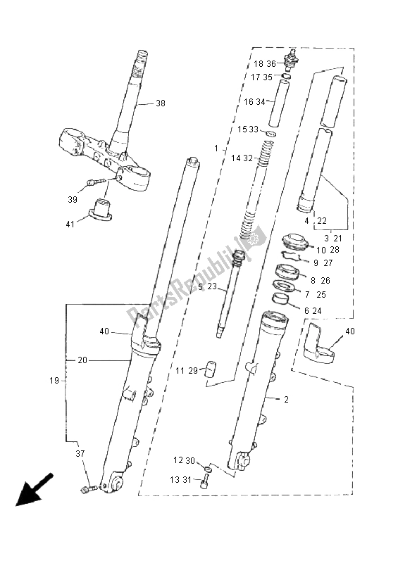 All parts for the Front Fork of the Yamaha XJR 1300 2001