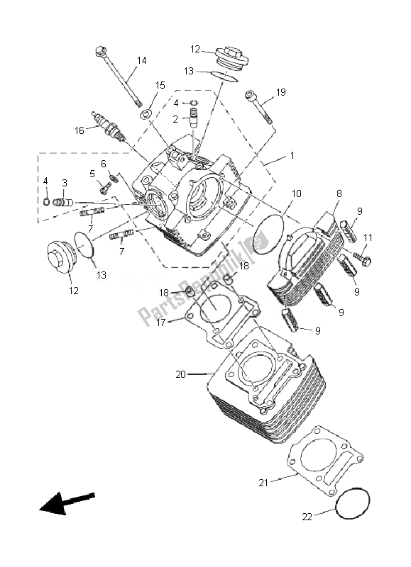 All parts for the Cylinder of the Yamaha TT R 125 SW LW 2010