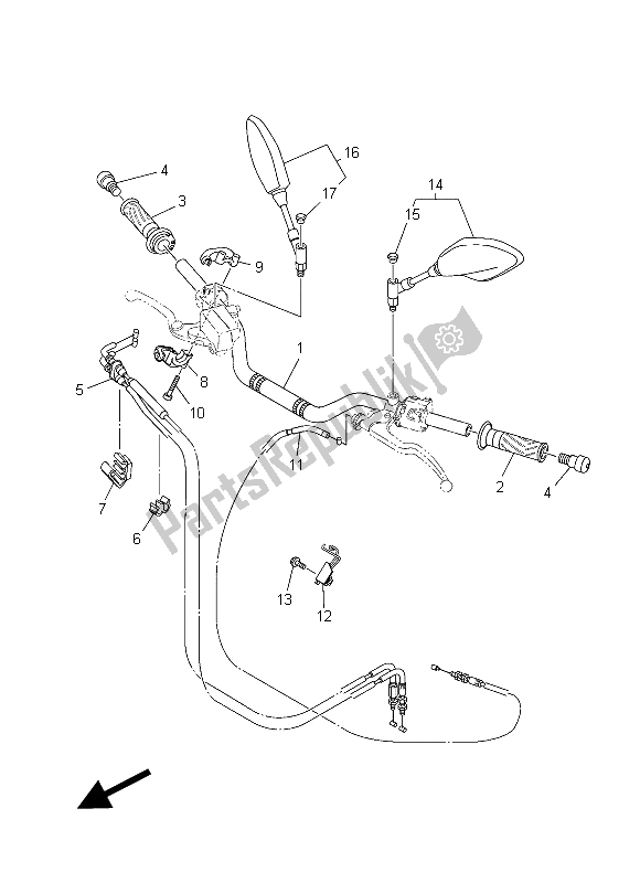 All parts for the Steering Handle & Cable of the Yamaha MT-07 700 2015