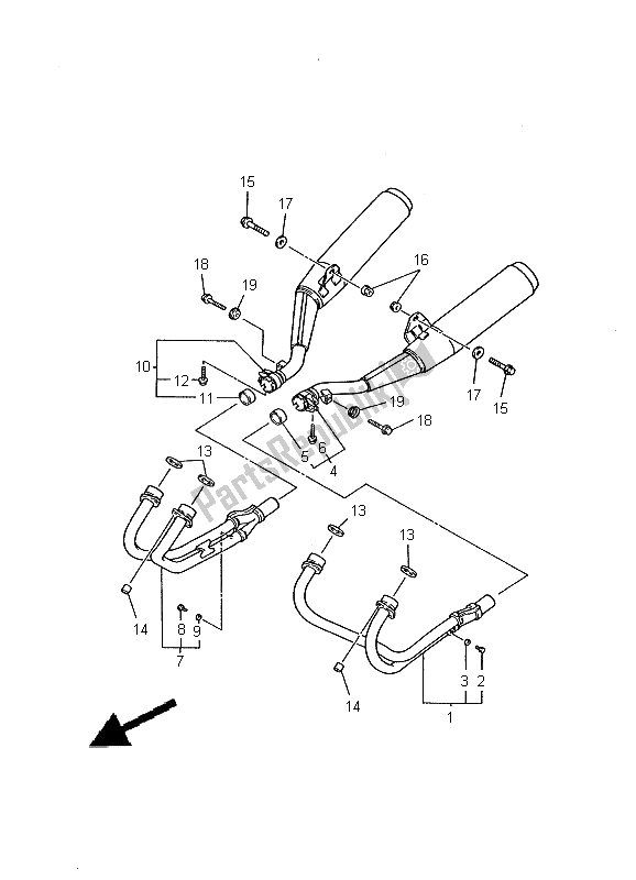 Toutes les pièces pour le échappement du Yamaha XJ 600N 2000