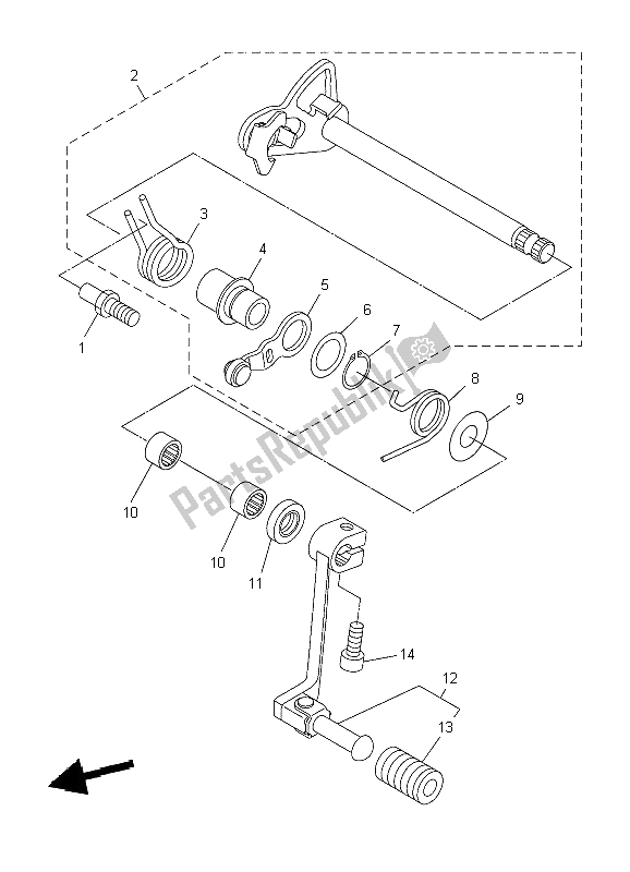 All parts for the Shift Shaft of the Yamaha WR 250R 2009