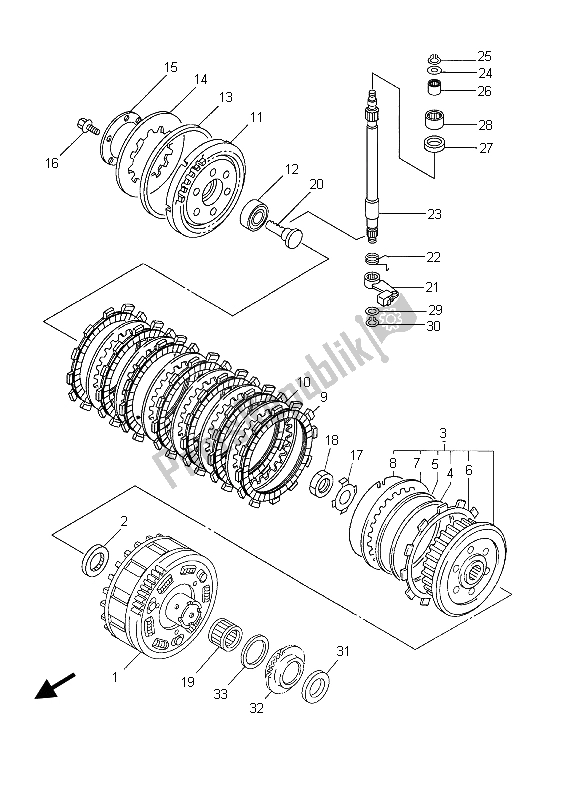 Toutes les pièces pour le Embrayage du Yamaha YZF R1 1000 2003