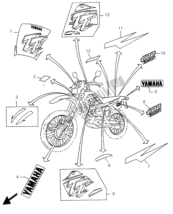 All parts for the Emblems of the Yamaha TT 600E 1996