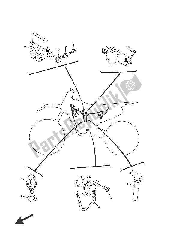 All parts for the Electrical 1 of the Yamaha YZ 450 FX 2016