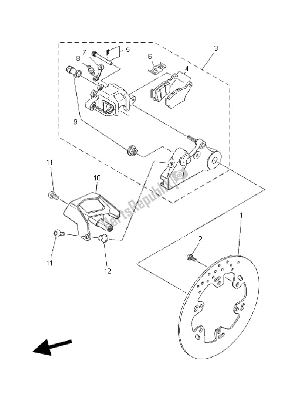 All parts for the Rear Brake Caliper of the Yamaha XT 660X 2011