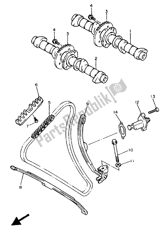 All parts for the Camshaft & Chain of the Yamaha XJ 600S Diversion 1992