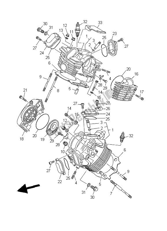 Todas las partes para Cabeza De Cilindro de Yamaha XVS 1100 Dragstar 2002