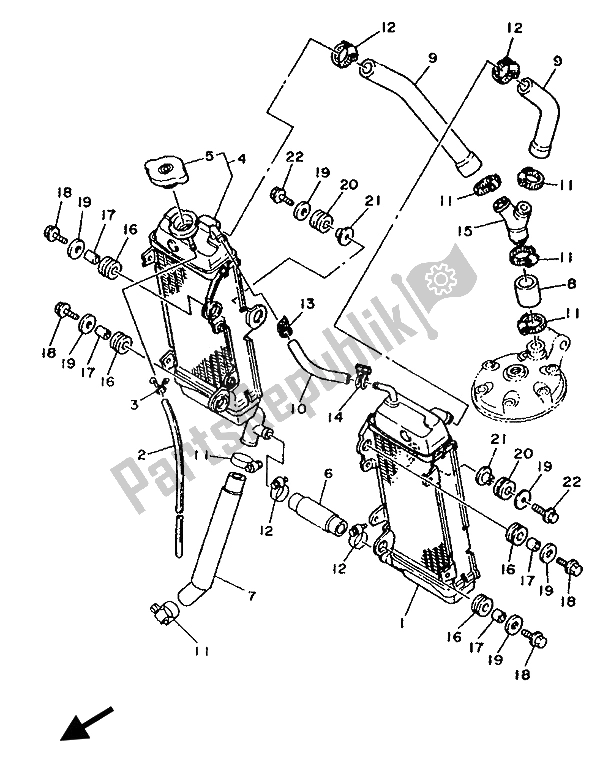 Toutes les pièces pour le Tuyau De Radiateur du Yamaha YZ 250 LC 1992