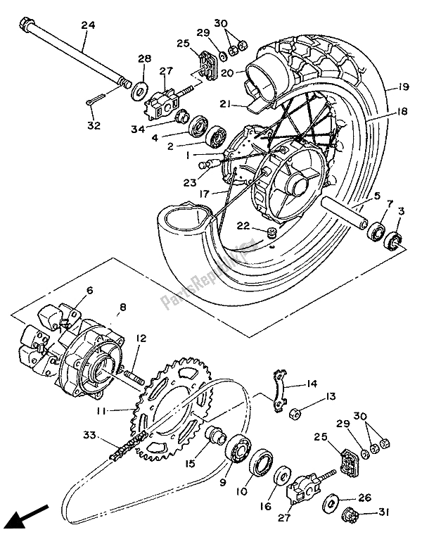 Tutte le parti per il Ruota Posteriore del Yamaha XTZ 750 Supertenere 1991