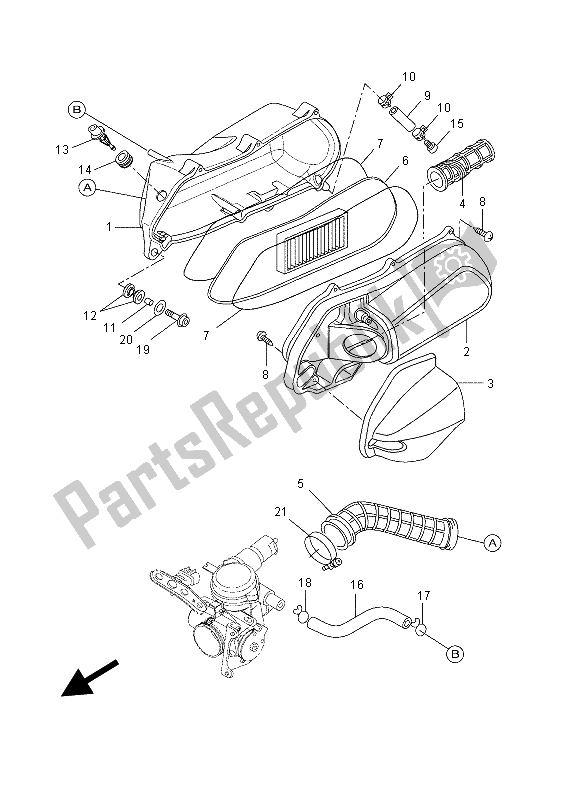 All parts for the Intake 2 of the Yamaha YP 250R MBL2 2015