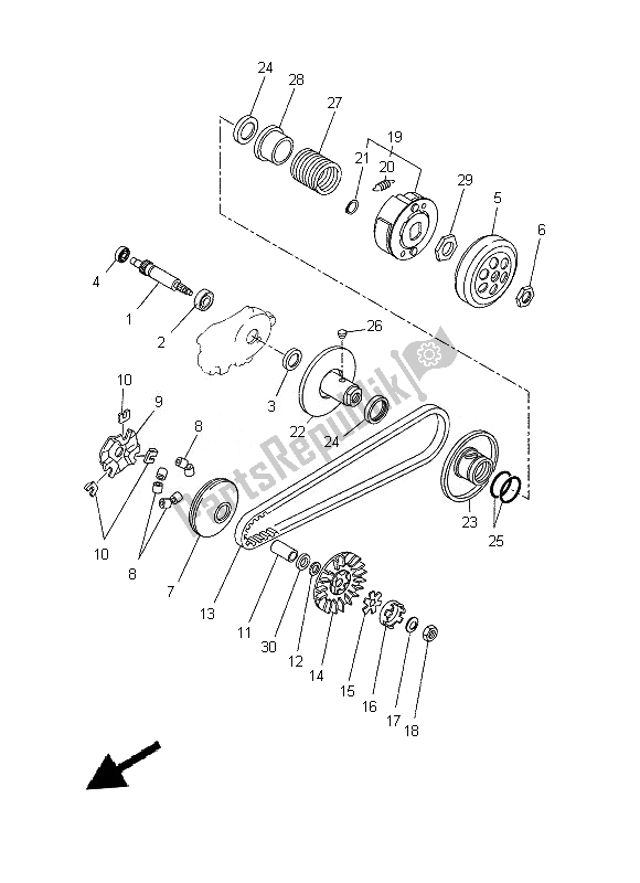 Alle onderdelen voor de Koppeling van de Yamaha CW 50L 2013