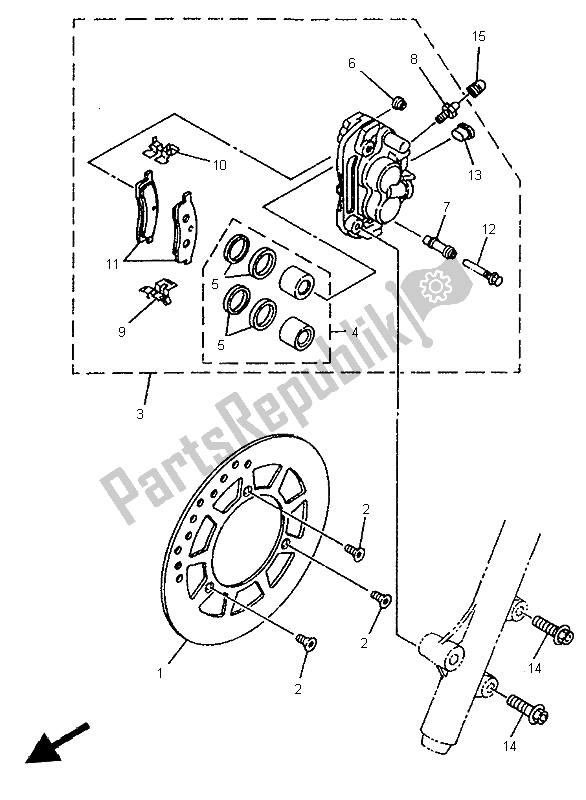 Tutte le parti per il Pinza Freno Anteriore del Yamaha YZ 80 LW 1998