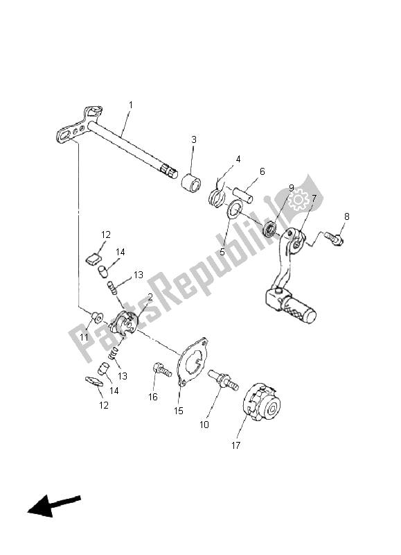 All parts for the Shift Shaft of the Yamaha WR 450F 2008