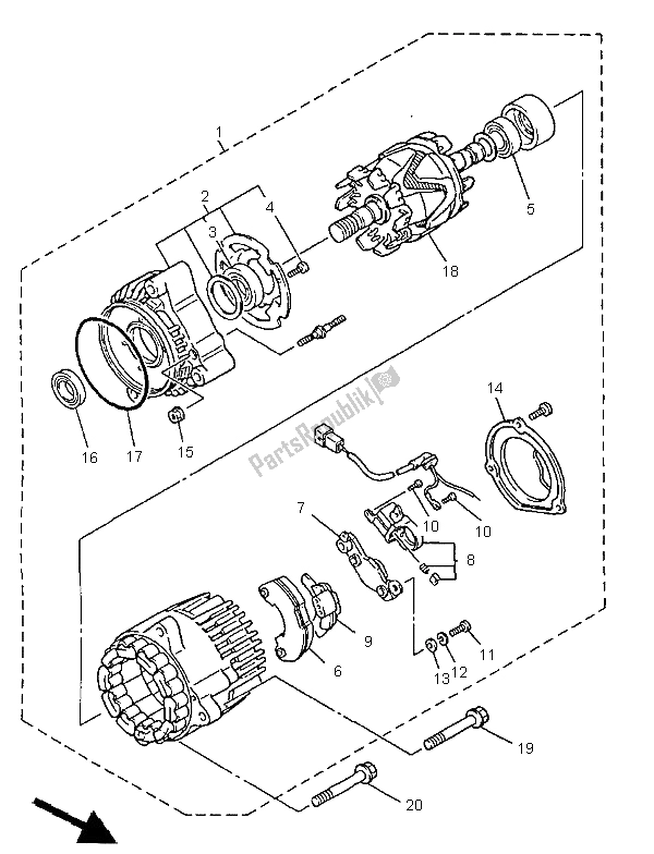 Tutte le parti per il Generatore del Yamaha XJR 1200 1998