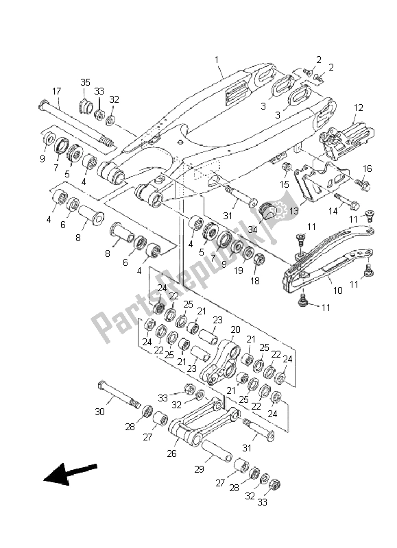 Toutes les pièces pour le Bras Arrière du Yamaha YZ 125 2011