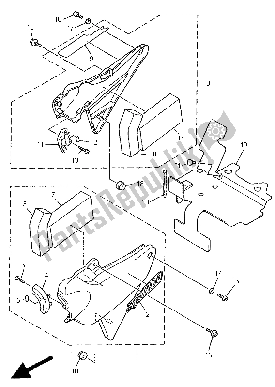 Toutes les pièces pour le Couvercle Latéral du Yamaha XJR 1200 1998