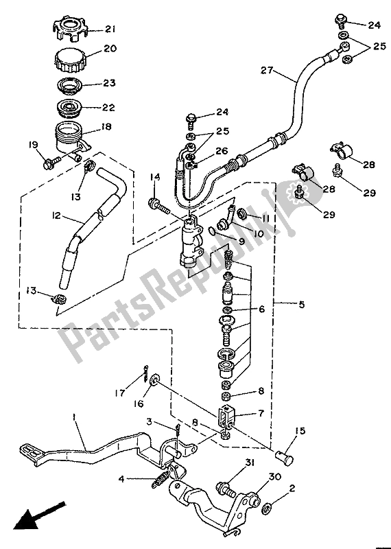 Tutte le parti per il Pompa Freno Posteriore del Yamaha XTZ 750 Supertenere 1991