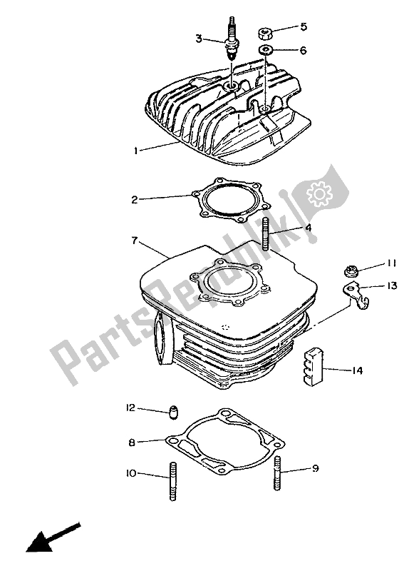 All parts for the Cylinder of the Yamaha TY 250R 1988